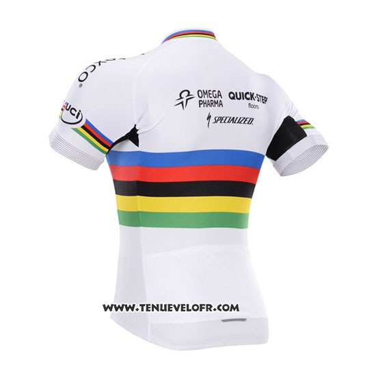 2016 Maillot Ciclismo UCI Mondo Champion Lider Quick Step Blanc Manches Courtes et Cuissard